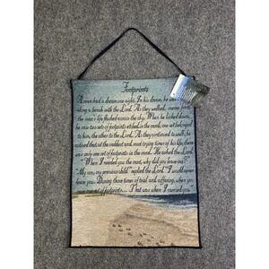 Manual Woodworkers & Weavers Hanging Tapestry  With Hanger New Footprints Poem